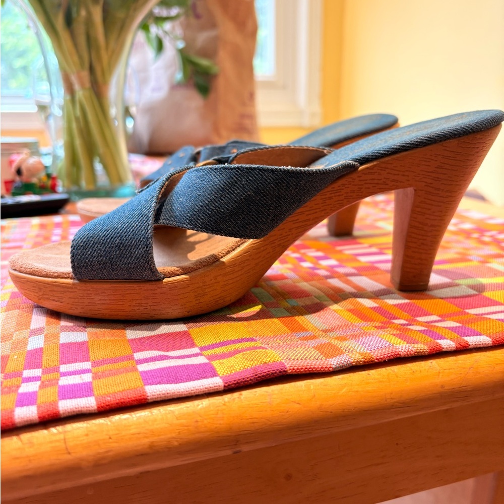 Expressions Blue and Brown Mules